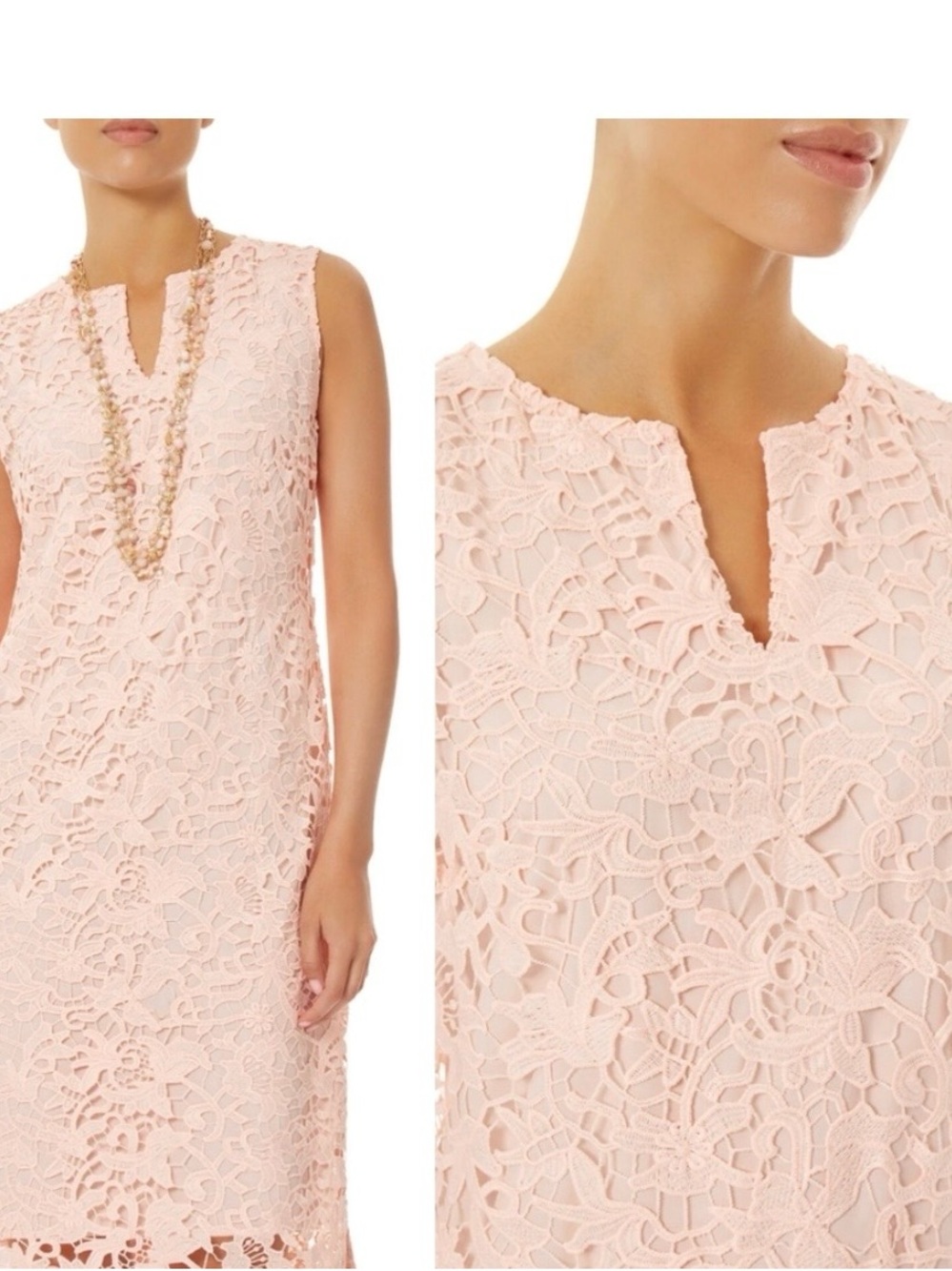 Ming Wang Blush Pink Lace Shell Dress Medium